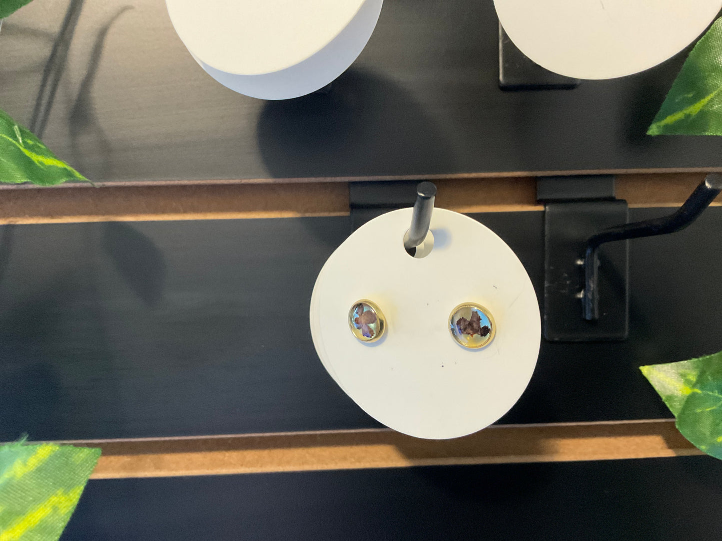 Stud earrings, real dried flowers, stainless steel