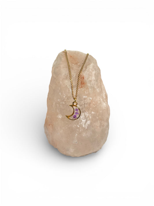 Necklaces, gold/stainless steel, real pressed florals