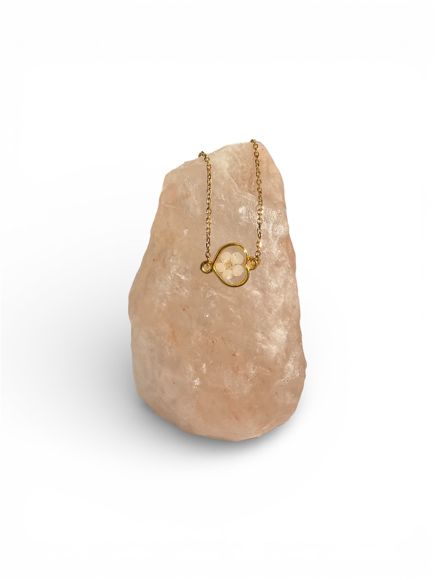 Necklaces, gold/stainless steel, real pressed florals