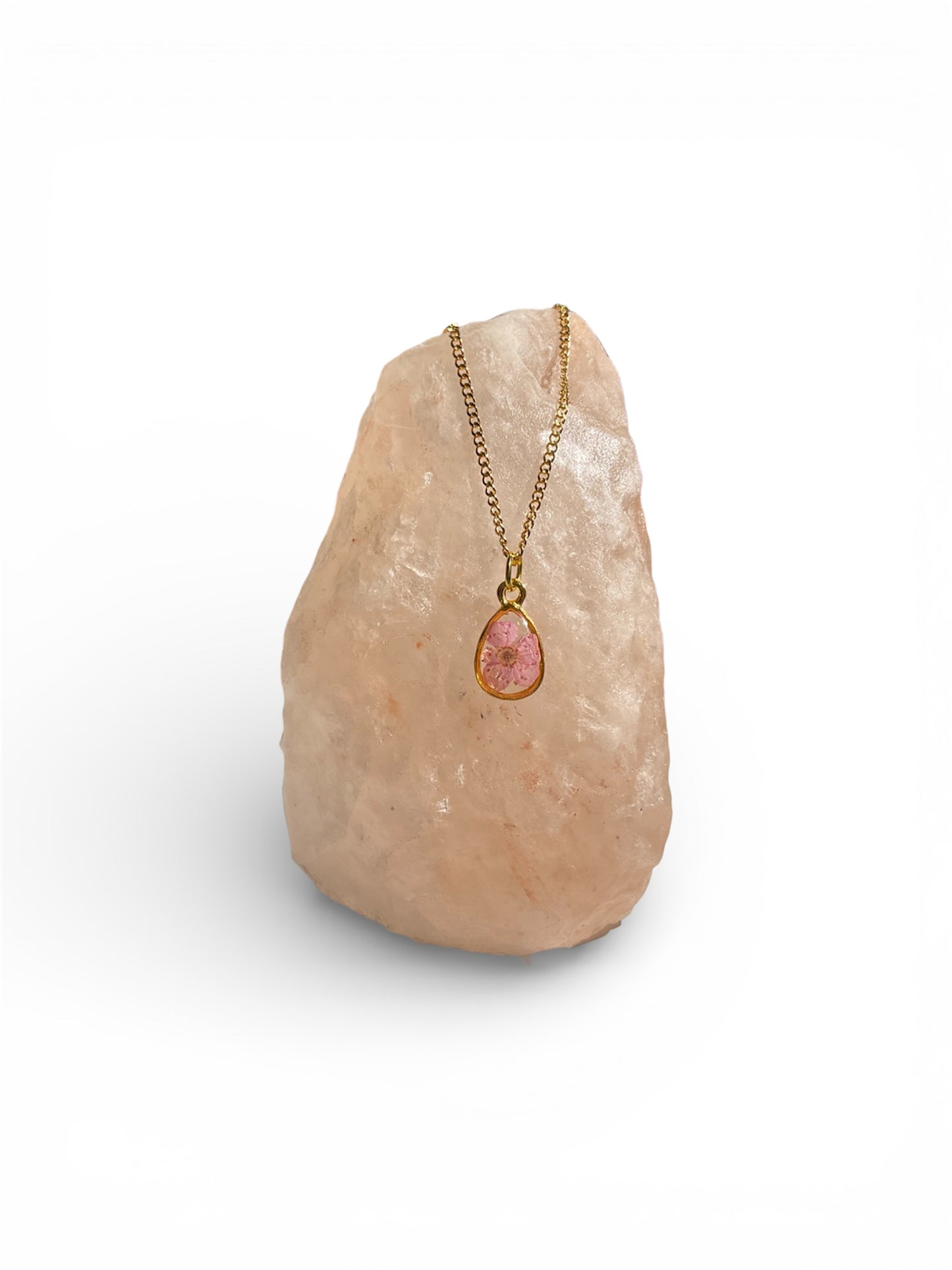 Necklaces, gold/stainless steel, real pressed florals