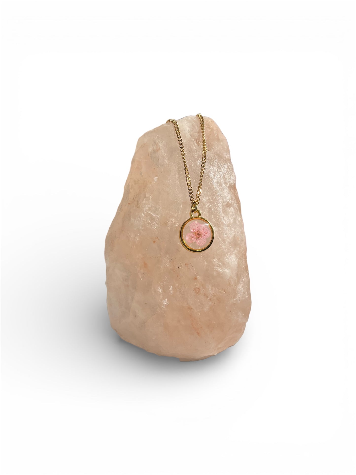 Necklaces, gold/stainless steel, real pressed florals