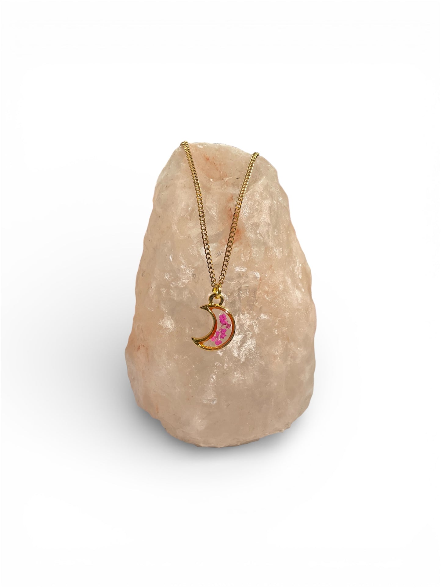 Necklaces, gold/stainless steel, real pressed florals