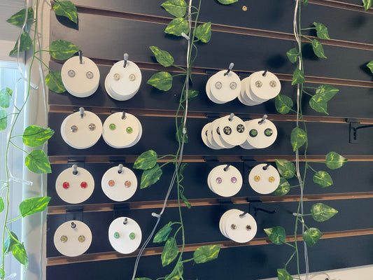 Stud earrings, real dried flowers, stainless steel