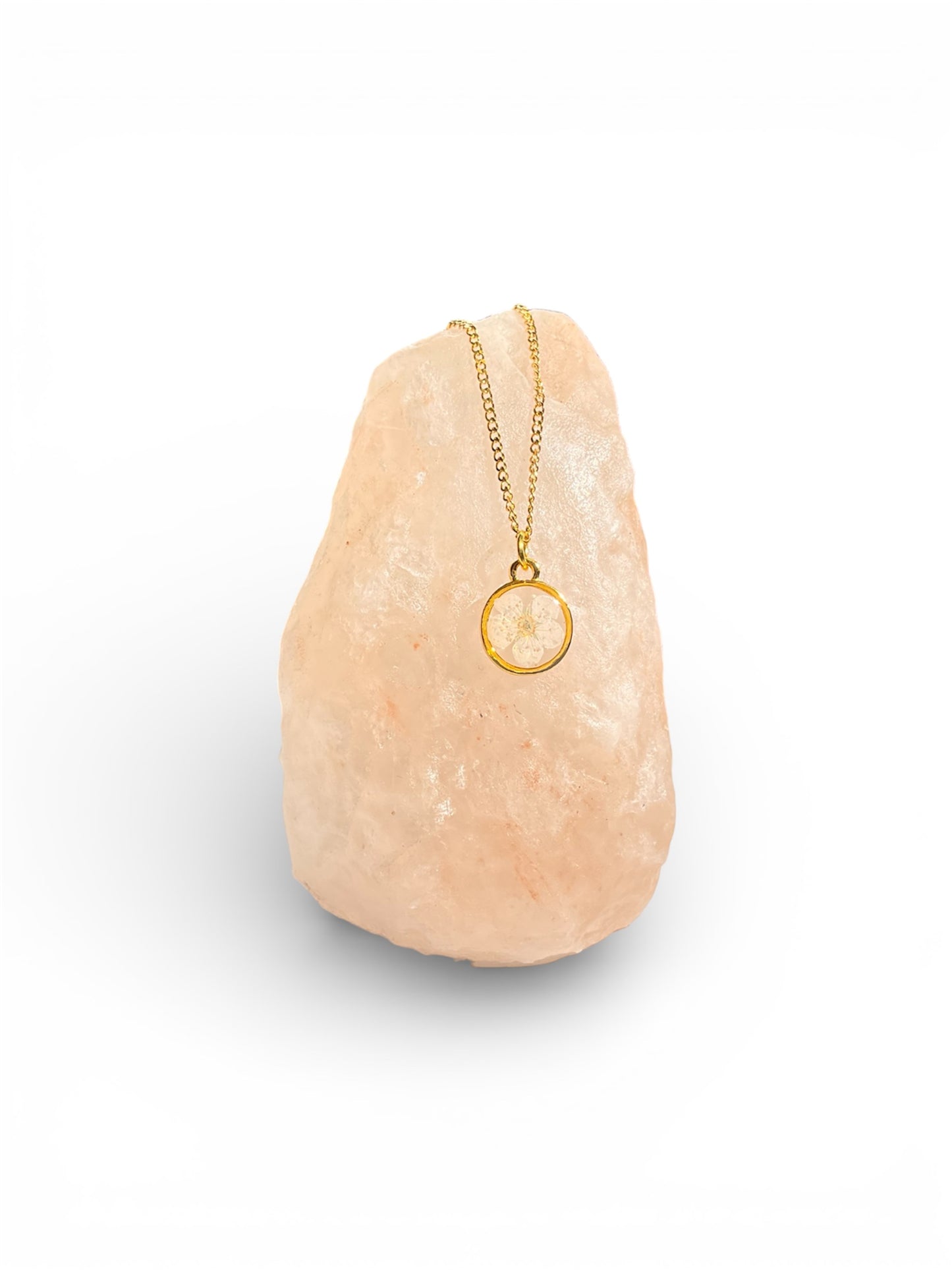 Necklaces, gold/stainless steel, real pressed florals